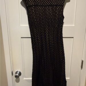 Adrianna Papell Black Mesh Maxi Dress
